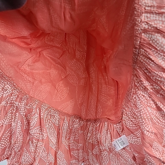 NEW Elan Women's Summer Mini Flowy Sundress Coral Ivory Spaghetti Strap Sz L - Picture 6 of 7